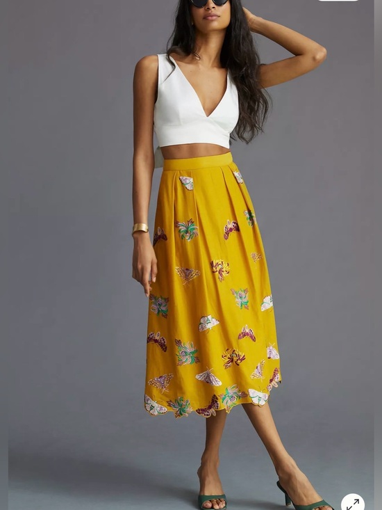 Maeve Dresses & Skirts - Maeve Embroidered Midi Skirt Womens Small